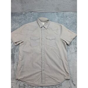 Old Navy Mens Grey Pinstripe Western Pearl Snap Short Sleeve Shirt Large